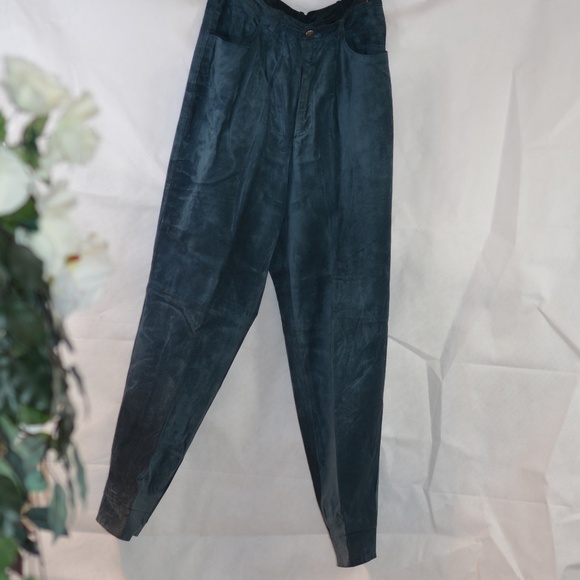 Blue Soft Shammy Suede Leather Pants High Waist SZ 16 Rogue NWOT - Picture 2 of 10